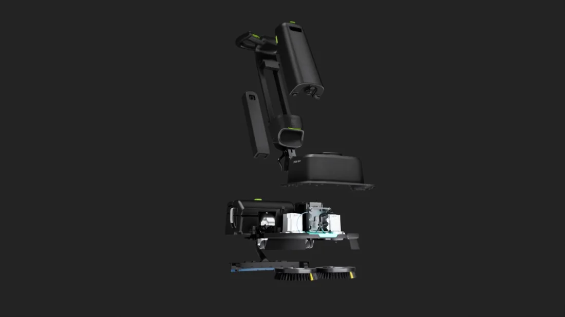 PUDU SH1 exploded view showing modular quick release components